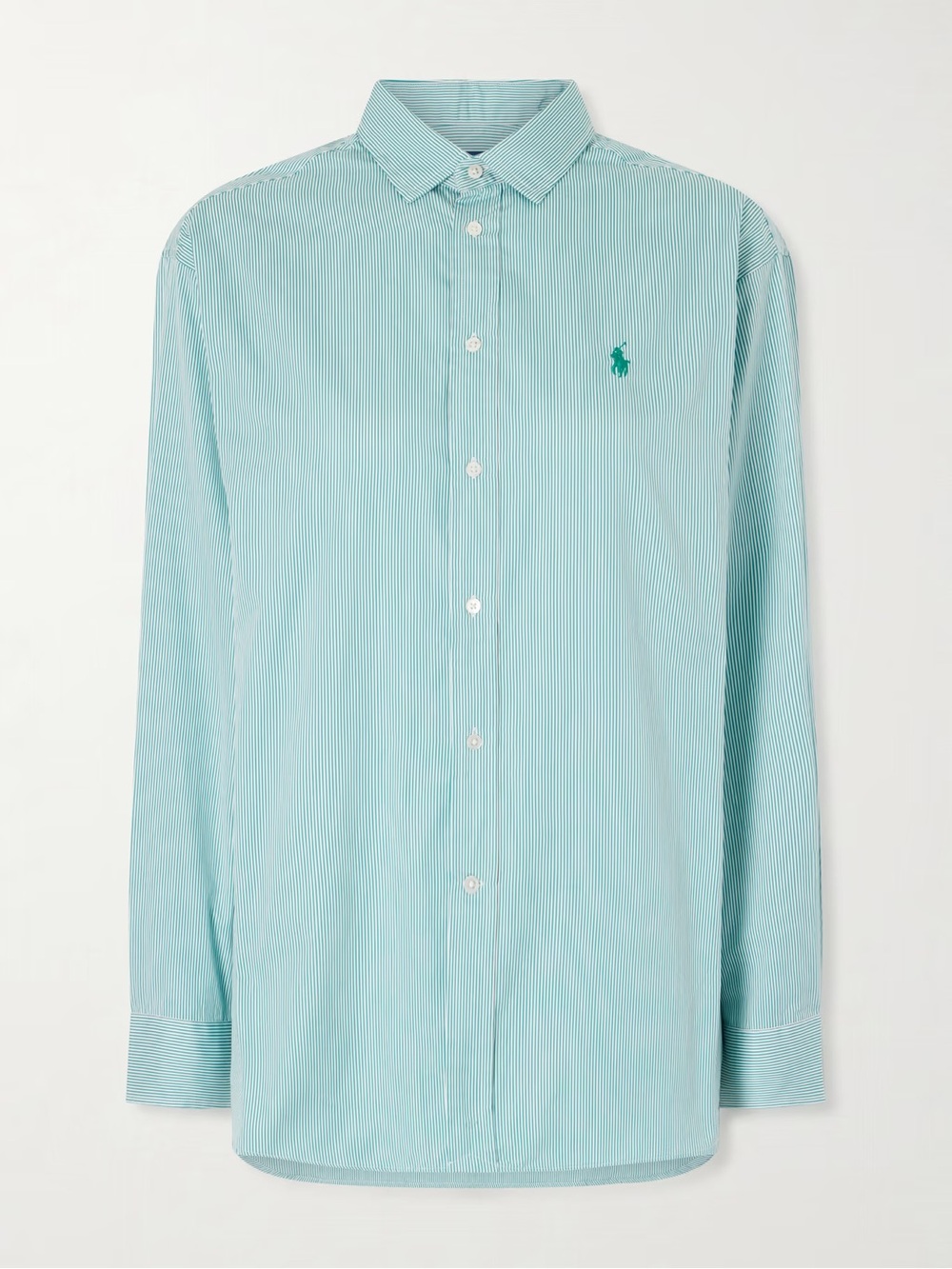 POLO RALPH LAUREN Embroidered striped cotton-poplin shirt